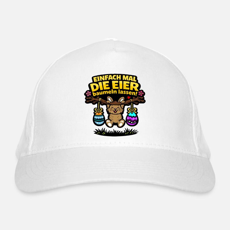 Einfach mal die Eier baumeln lassen Hase Ostern Bio-Baseballkappe