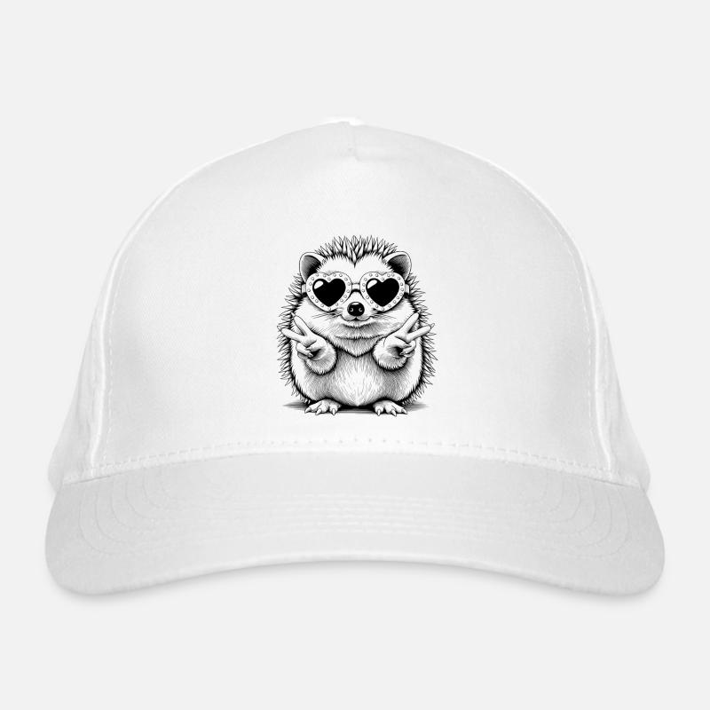Cooler Igel mit Herzbrille Bio-Baseballkappe