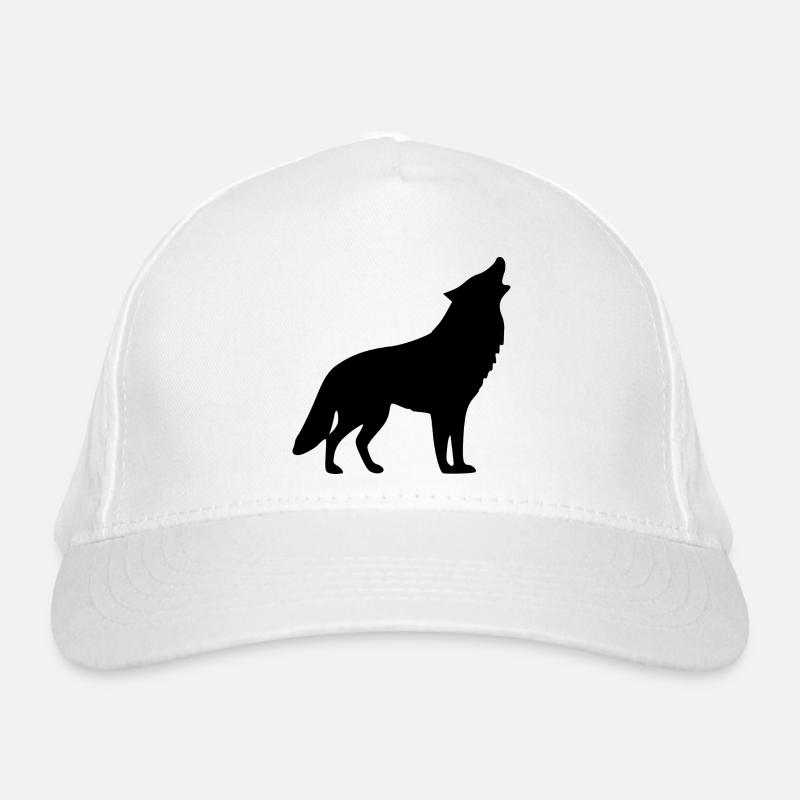 Heulender Wolf schwarz Bio-Baseballkappe