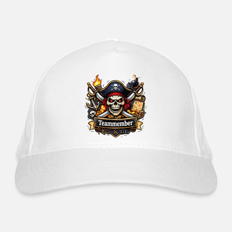 Team Members Pirate Skull Design Organic Baseball Cap