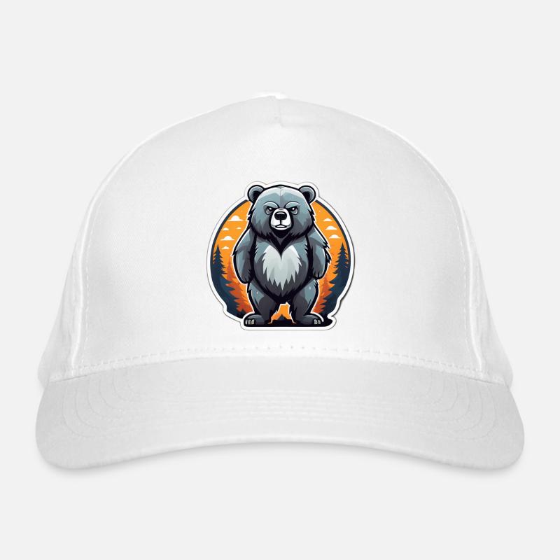 Ourson cartoon au coucher forestier Casquette classique bio