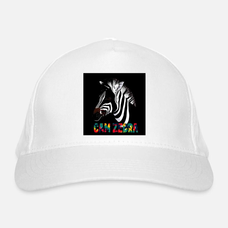 Zebra-Silhouette mit farbenfroher Schrift CANZEBRA Bio-Baseballkappe