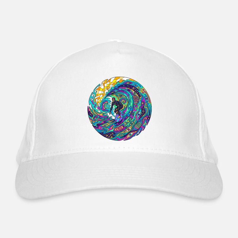 Psychedelic Surf Wave - Organic Baseball Cap - white