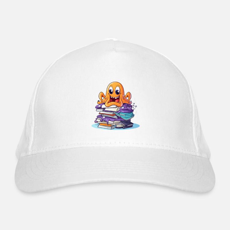 Learning octopus with stack of books Organic Baseball Cap
