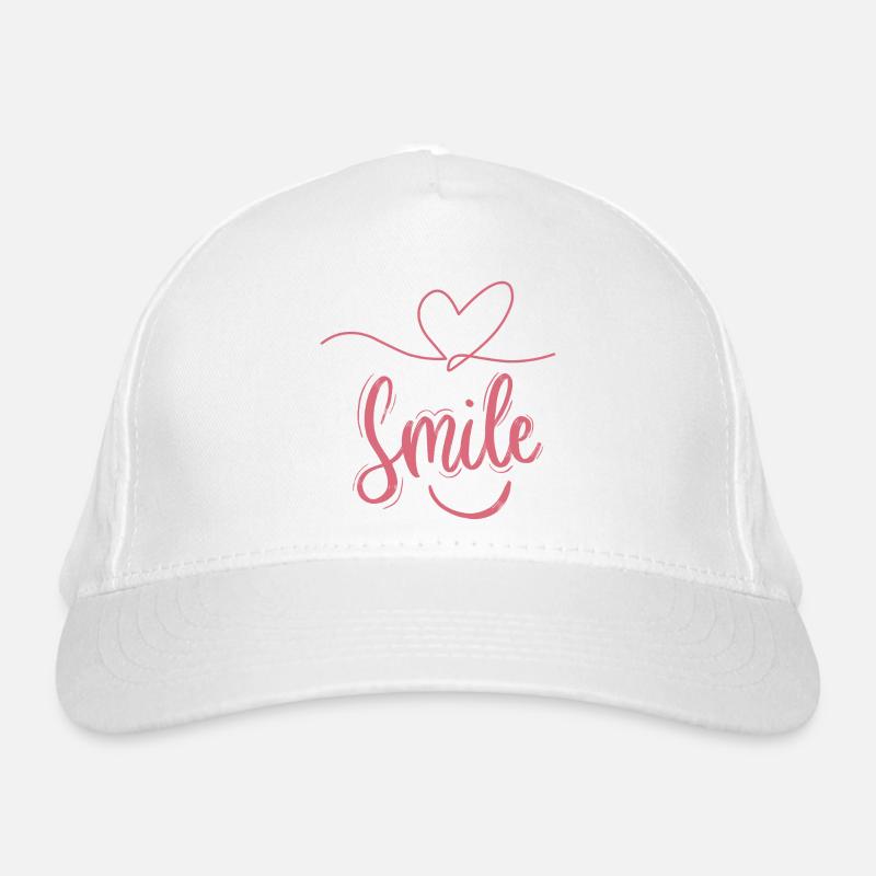 Smile Heart Font Pink Organic Baseball Cap