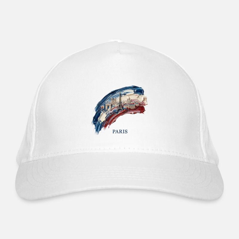 Paris Brushstroke Cityscape Flag Organic Baseball Cap