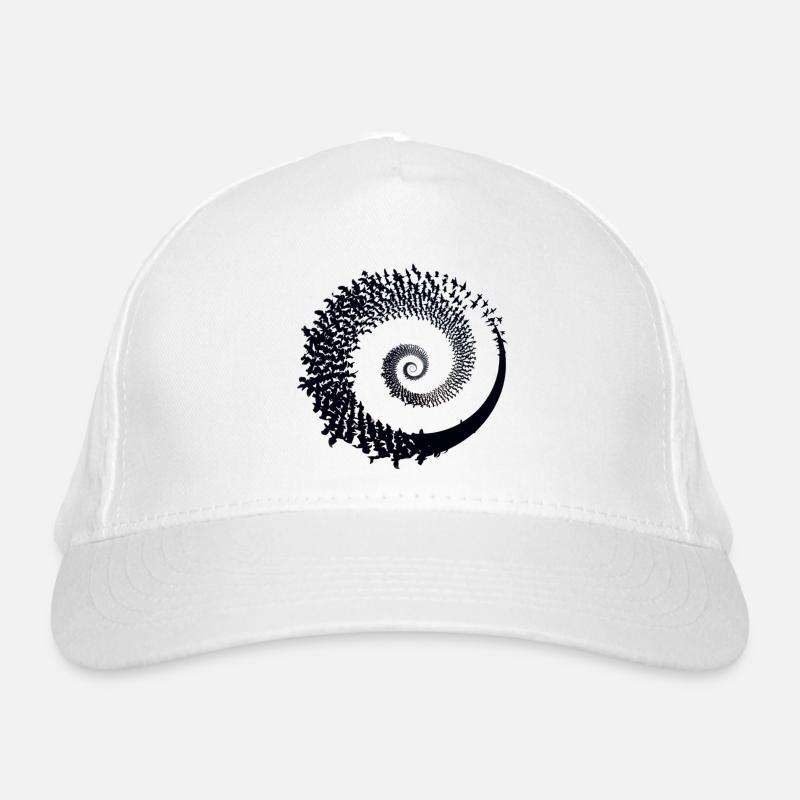 Spiral Birds: Flocking Silhouette Pattern Organic Baseball Cap