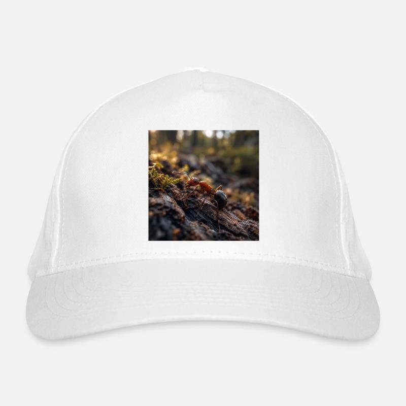 Fourmi rouge sur le bois sous la mousse Casquette classique bio