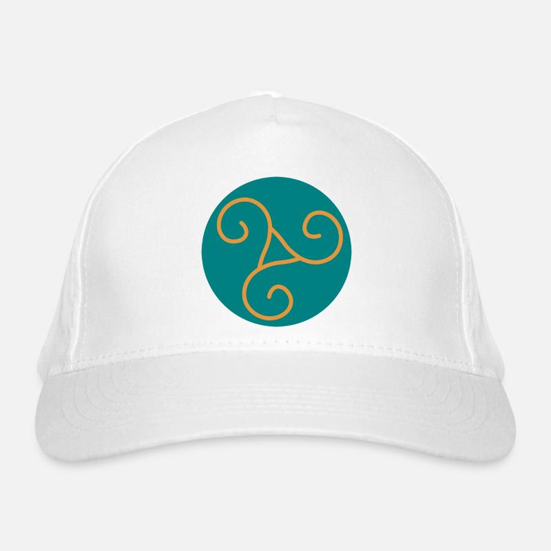 Decorative triskel in orange scrolls Organic Baseball Cap