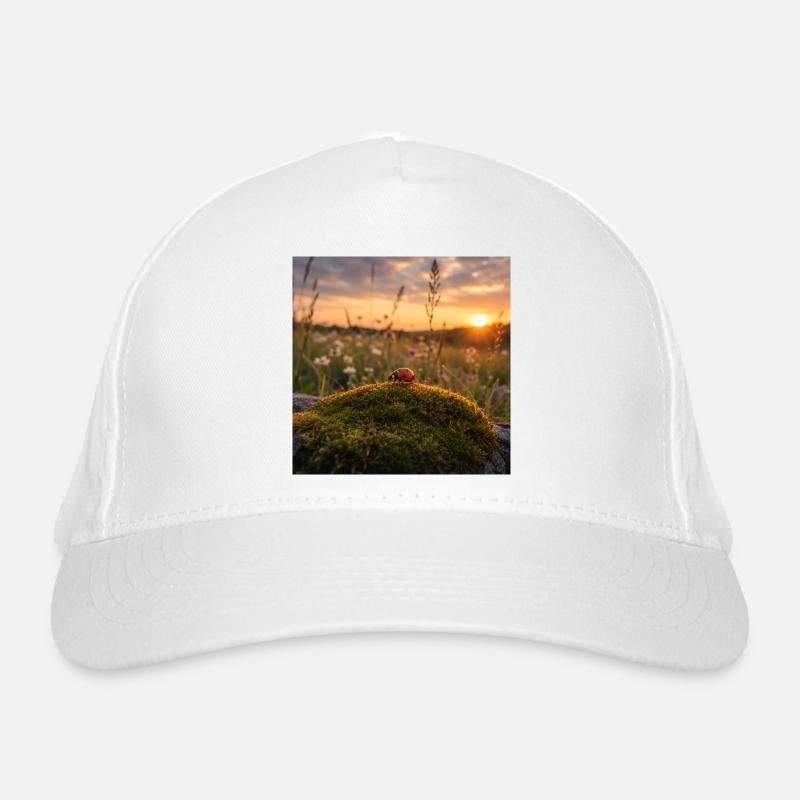 Ladybug in sunset and moss Organic Baseball Cap