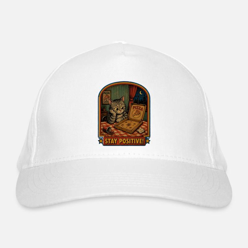 Pizza Abend Katze Stay Positive Bio-Baseballkappe