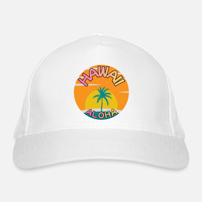 Coucher de soleil Hawaii Aloha avec palmier Casquette classique bio