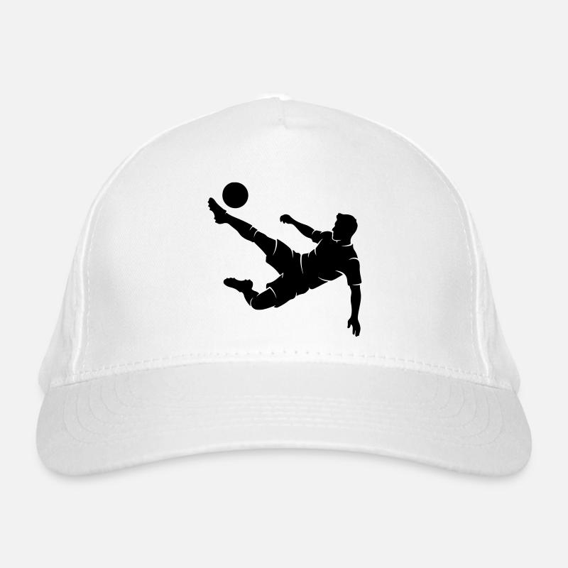 Fussballer Fallrückzieher Silhouette Bio-Baseballkappe