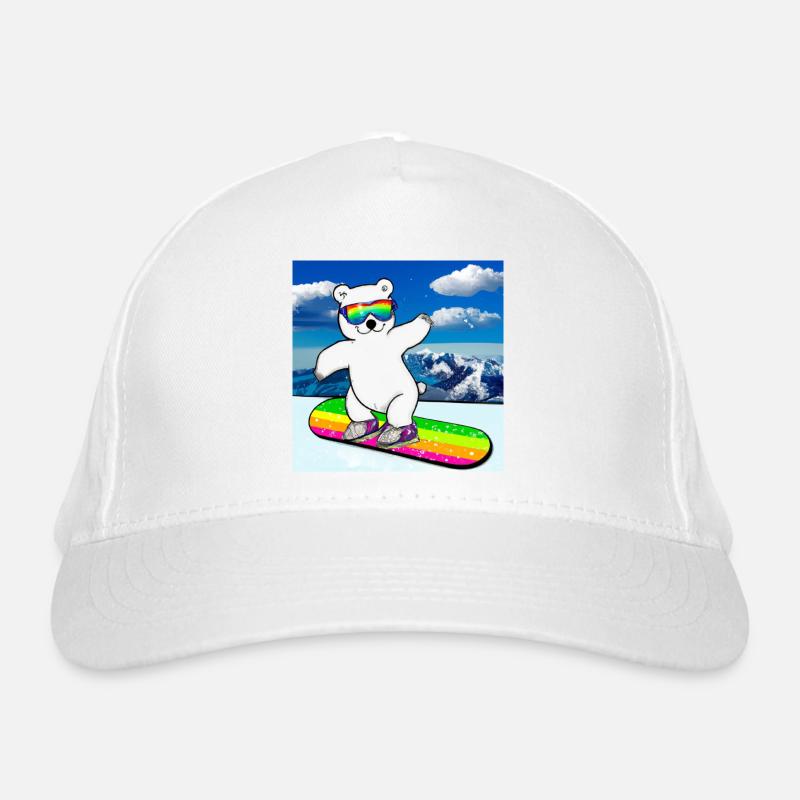 Cool Polar Bear Rides Snowboard V4 Gift Organic Baseball Cap