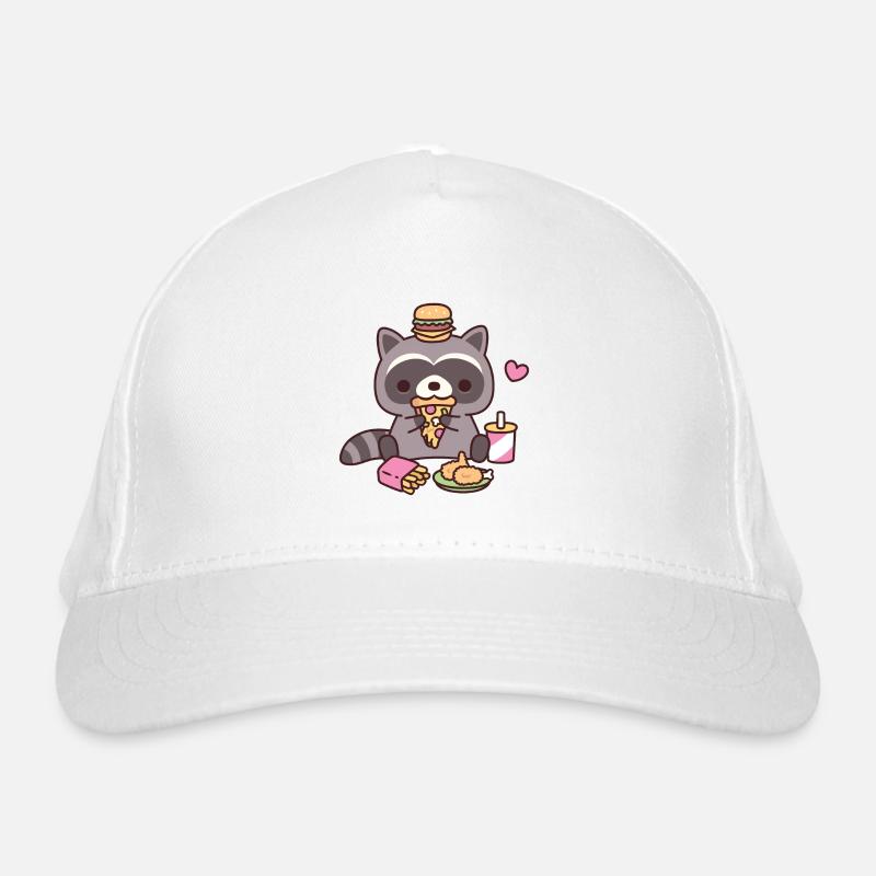 Mignon raton laveur mangeant de la restauration rapide Casquette classique bio