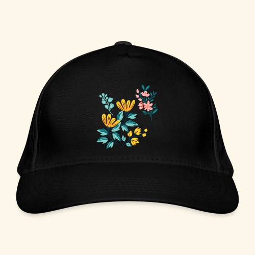 Yellow and Pink FLOWERS - Ekologiczna czapka bejsbolówka