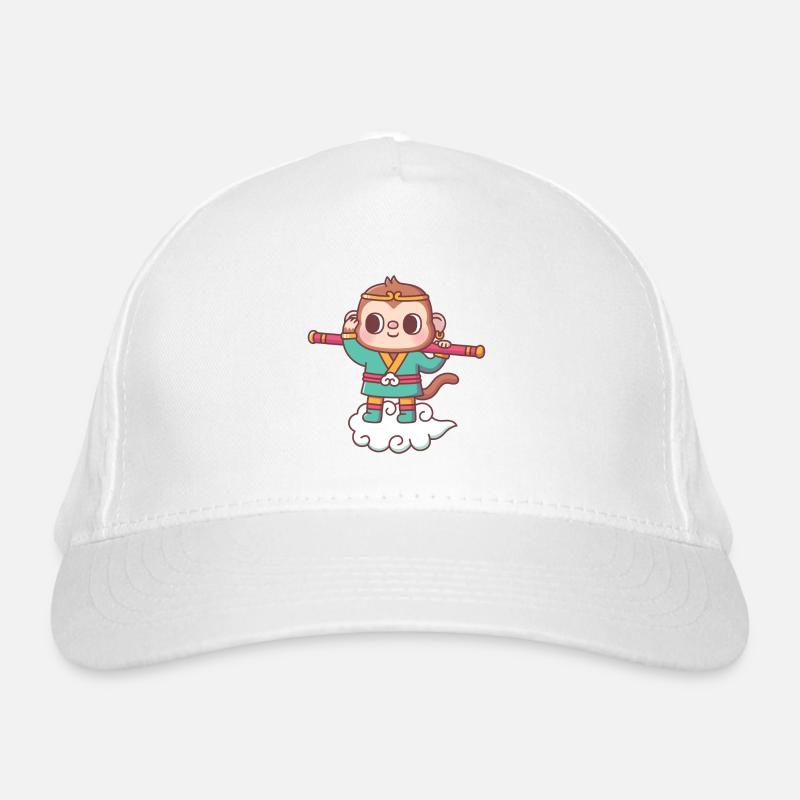 Cute Monkey Sun Wukong On Flying Cloud Organic Baseball Cap