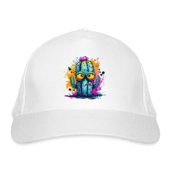 Witziger Kaktus mit Augen - Bio-Baseballkappe - Weiß - Vorne