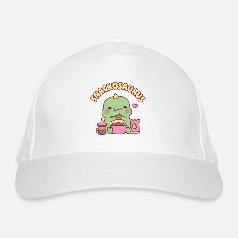 Mignon dinosaure grignotant des biscuits Snackosaurus drôle Casquette classique bio