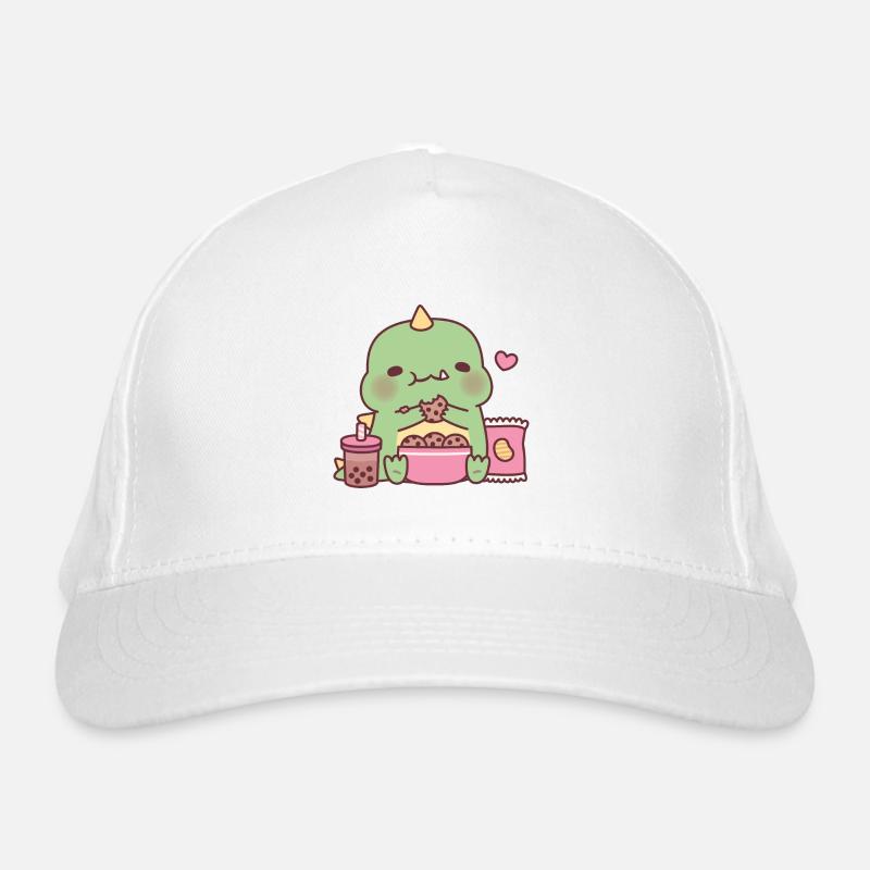 Dinosaure mignon grignotant des biscuits Casquette classique bio