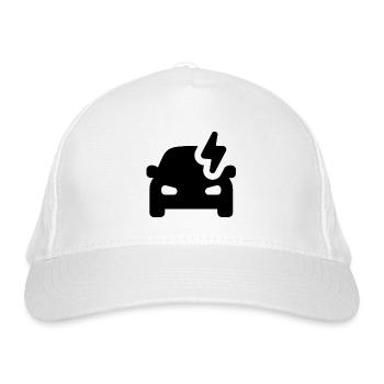 Schwarzes Elektroauto - Bio-Baseballkappe - Weiß - Vorne