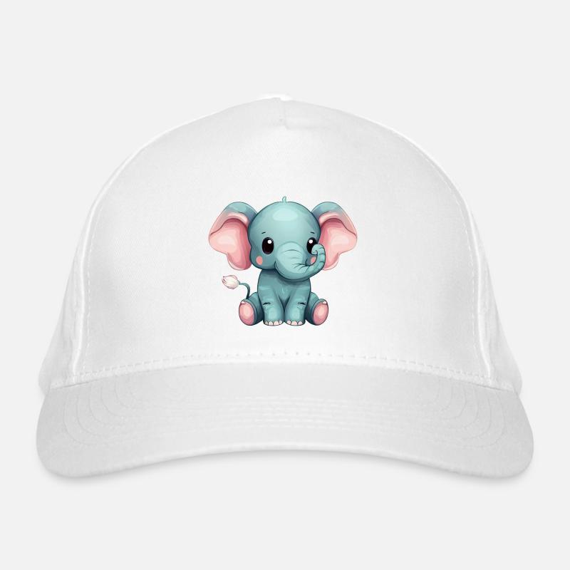 Cute Seated Gray Elephant Organic Baseball Cap
