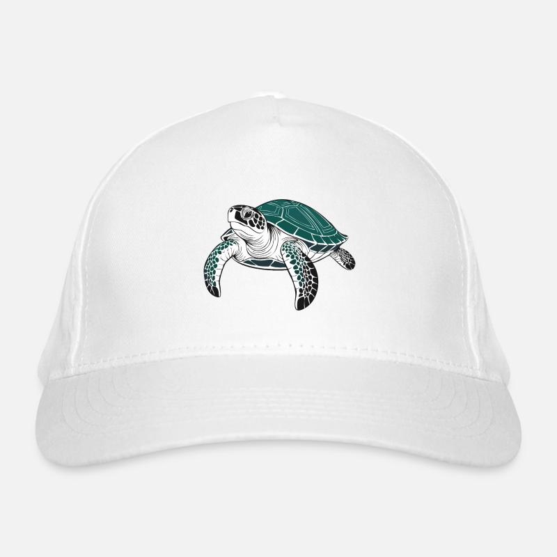 Schildkröte - Bio-Baseballkappe - Weiß