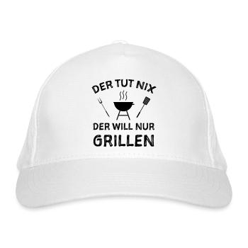 Grill Grillen Sprüche Witze - Bio-Baseballkappe - Weiß - Vorne