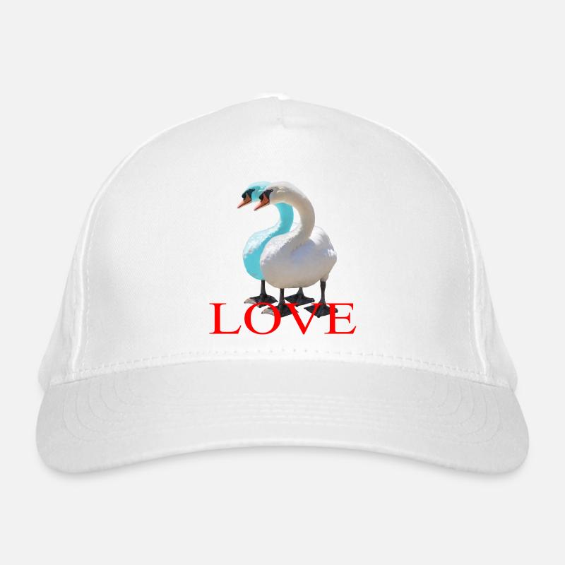 Swan Duo with Heart Shape Organic Baseball Cap