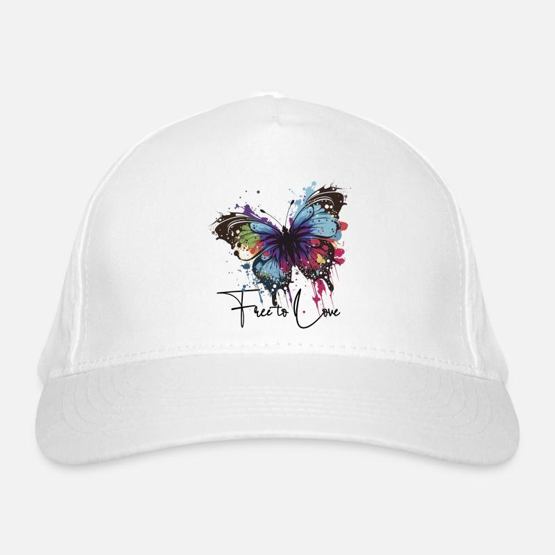 Rainbow Butterfly Splash libre d’aimer Casquette classique bio