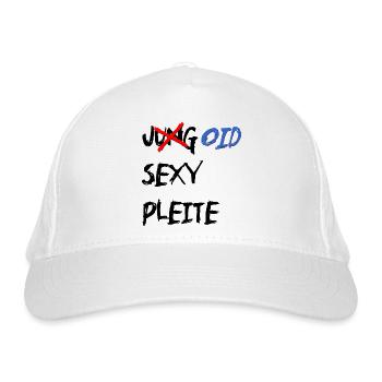 statt jung, sexy & pleite, alt, pleite & sexy - Bio-Baseballkappe - Weiß - Vorne