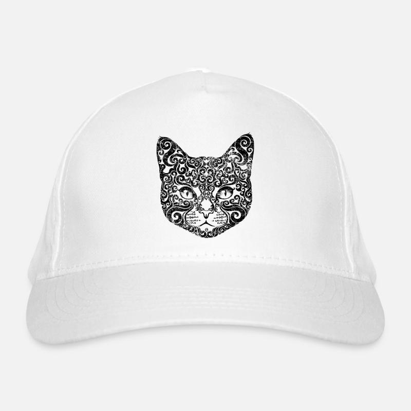 Swirly Cat (b&w) Organic Baseball Cap
