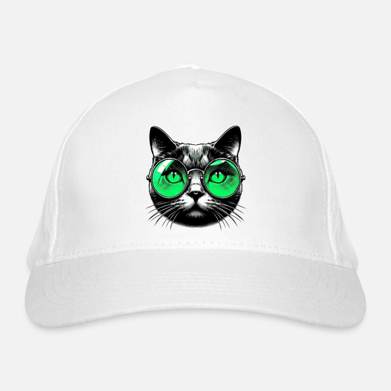 Kater mit Brille Bio-Baseballkappe