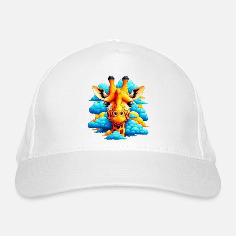 Giraffe with head in cloud clouds Organic Baseball Cap