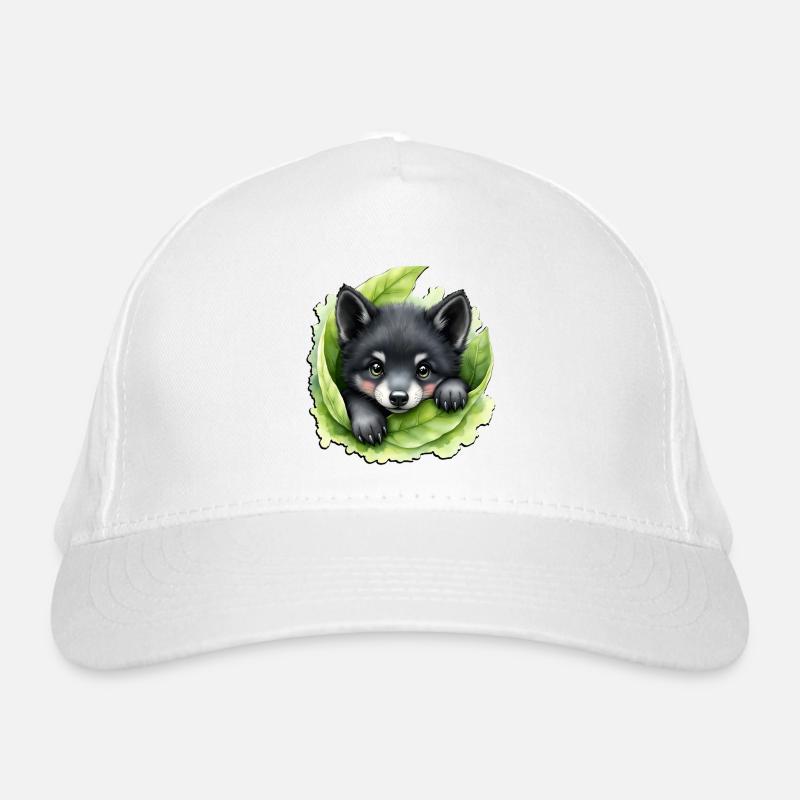 Wolf puppy on the green Organic Baseball Cap