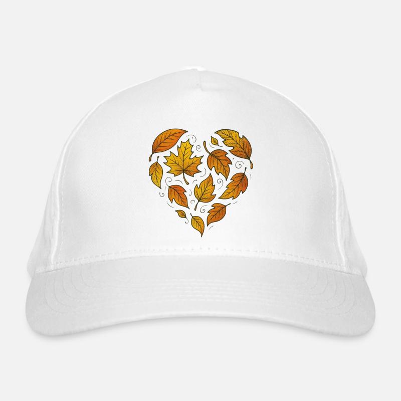 Autumn Heart Leaf Pattern Organic Baseball Cap