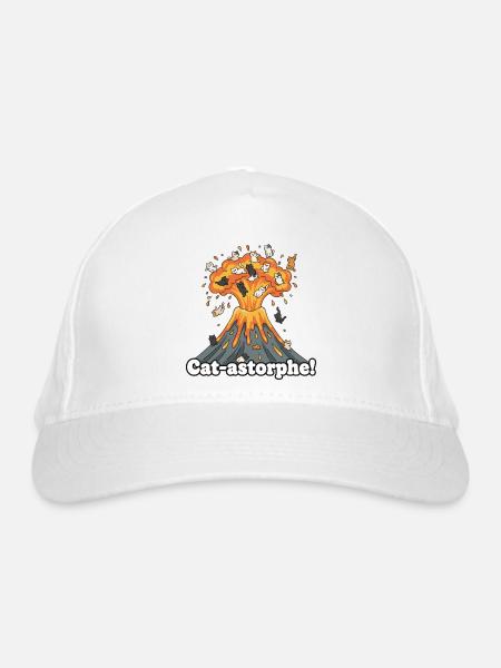 Cat-astrophe Vulkan - Bio-Baseballkappe - Weiß