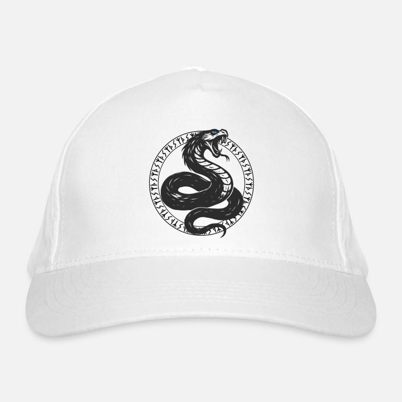 Serpent with Nordic runes and glowing eyes Organic Baseball Cap