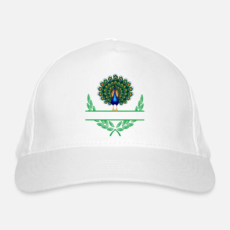 Peacock Laurel Wreath with Namespace Organic Baseball Cap