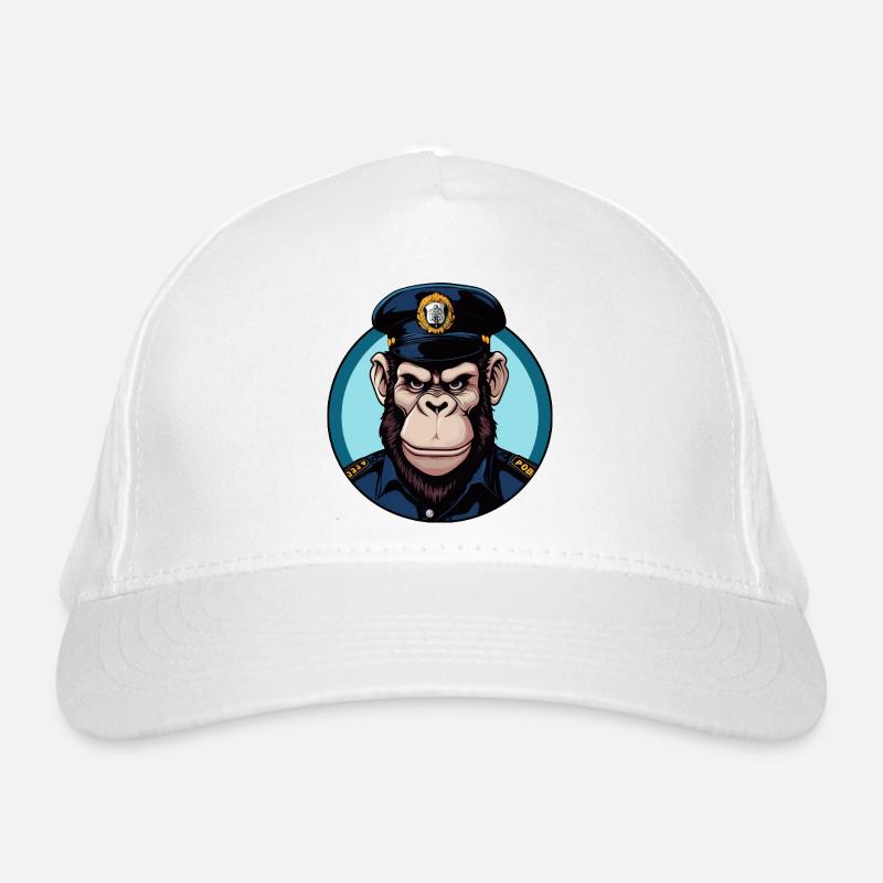 Policeman Monkey - Organic Baseball Cap - white