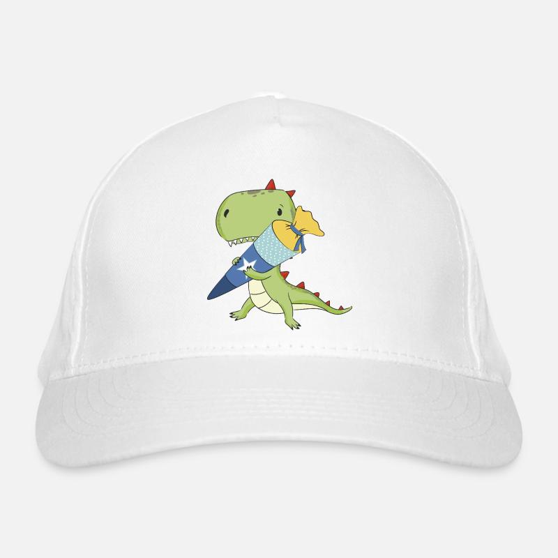 Dino with school cone Organic Baseball Cap