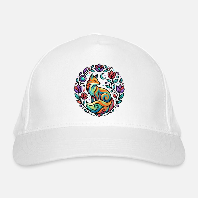 Renard, Rose de Lune élégante, Vignes, Étoiles, Mandala Casquette classique bio