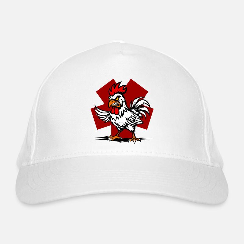 Combative rooster with yellow eyes Organic Baseball Cap
