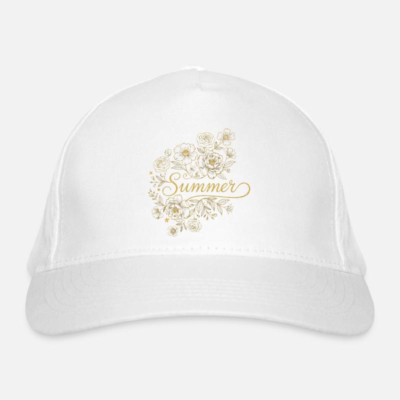 Goldenes Blumensommer Bio-Baseballkappe