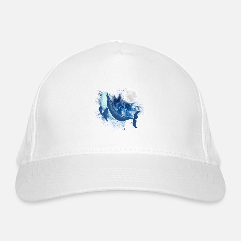 Blauwal mit Mond Bio-Baseballkappe