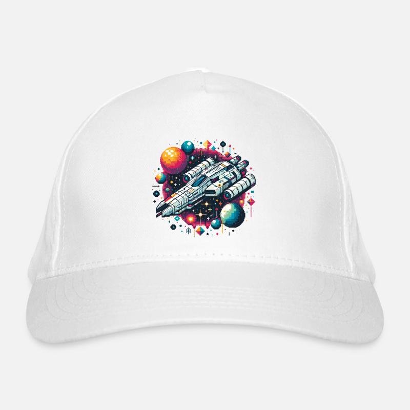 RAUMSCHIFF RETRO JET PIXEL PLANET WELTALL GALAXIS Bio-Baseballkappe