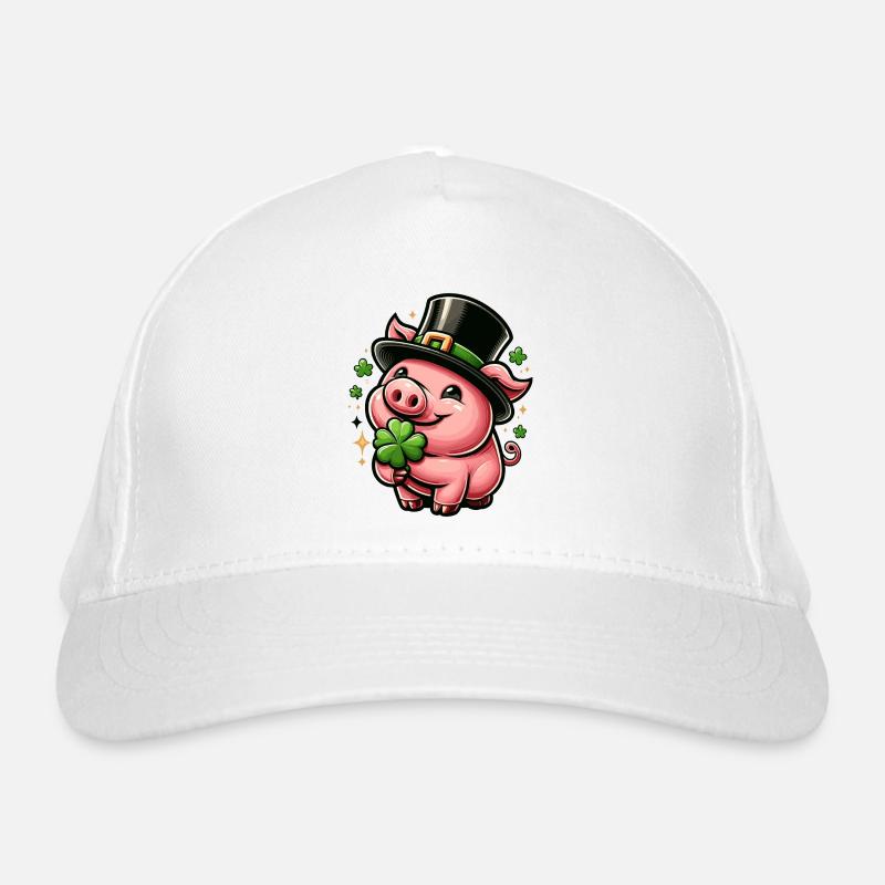 COCHON PORTE-BONHEUR TRÈFLE TRÈFLE CHAPEAU HAUT DE FORME CHANCE PROSPÉRITÉ Casquette classique bio
