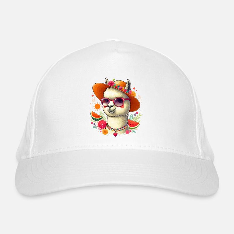 ALPAKA SOMMER HUT FRUCHT BLUME HIPPIE BRILLE KETTE Bio-Baseballkappe