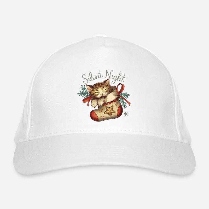Silent Night – Kitten in Christmas Stocking Organic Baseball Cap