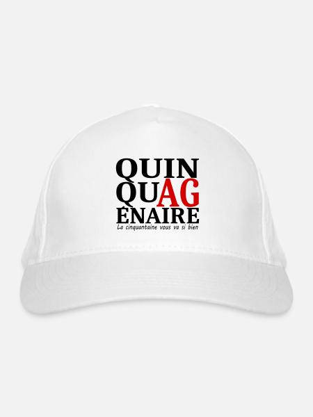 Quinquagénaire / Anniversaire / Humour / drôle - Casquette classique bio - blanc - Devant